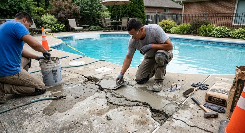 Concrete Pool Patio Repair in Des Moines, IA