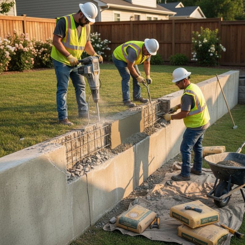 Concrete Retaining Wall Repair in Corpus Christi, TX